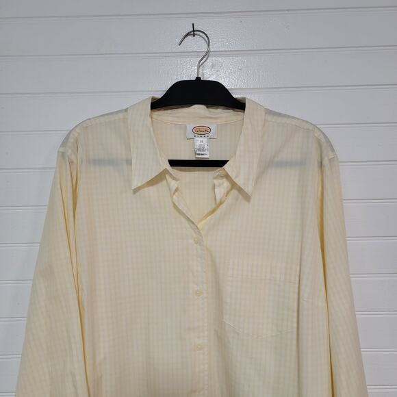 Talbots Plus Size 2X Top Preppy Gingham Plaid Professional Poplin Button Up - Picture 2 of 9